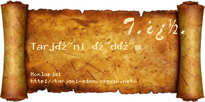 Tarjáni Ádám névjegykártya